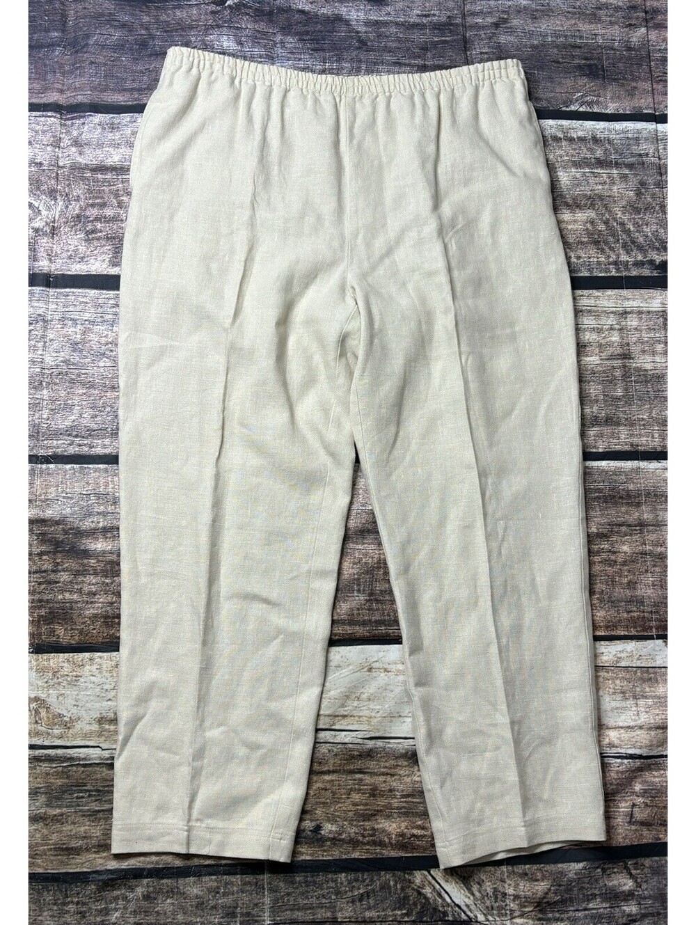 David Dart Sport Pants Women's Medium 100% Linen Joggers Beige Pull On